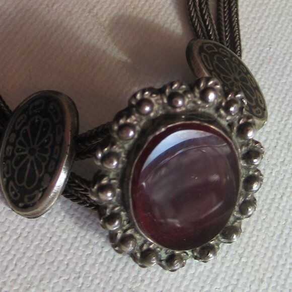 Deep Red Carnelian, 900 Silver 4 - Strand Chain Bracelet, Antique/Vintage - Picture 3 of 15